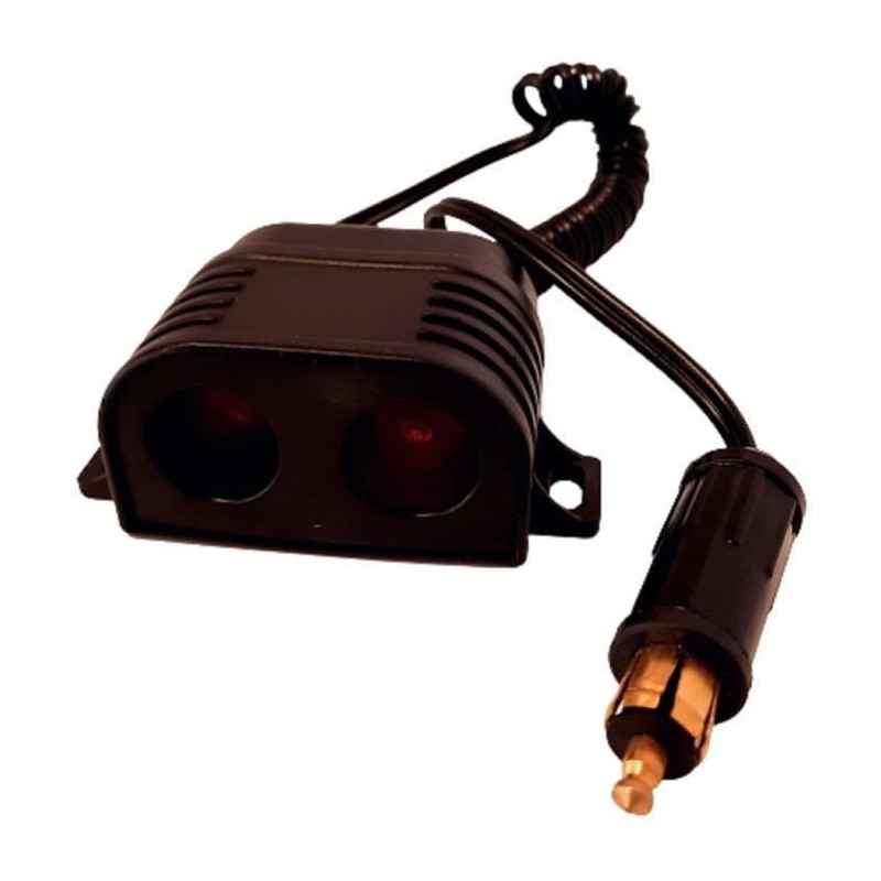 Double cigarette lighter socket 12/24V - HTC EQUIPEMENT - With 10A fus