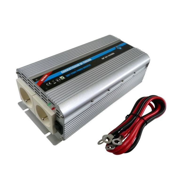HTC Voltage Converter 24 / 220 V 1000 W with 2 Power Sockets