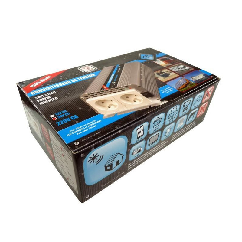 HTC Voltage Converter 24 / 220 V 1000 W with 2 Power Sockets