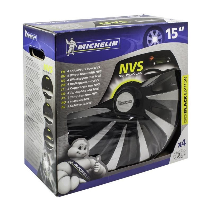 MICHELIN Wheel cover 15 NVS 3D by 4 in a box Black
