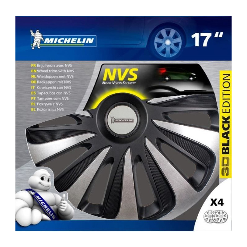 MICHELIN Wheel cover 17 NVS 3D by 4 in a box Black