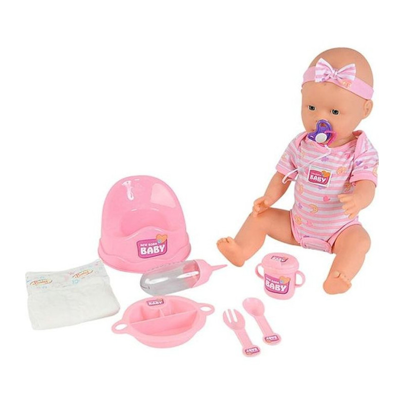 NEW BORN BABY Pink Baby Doll 43cm Drinks Pee