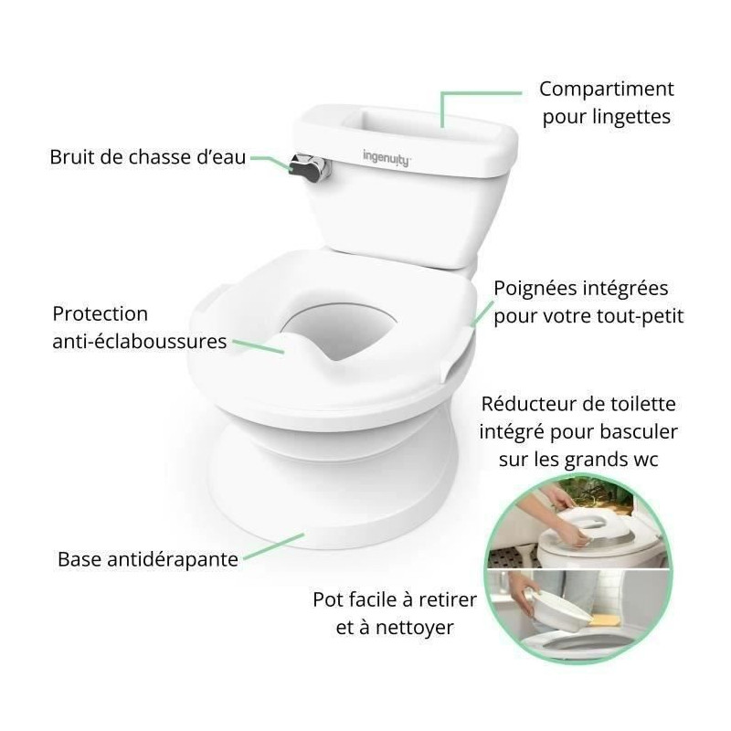 INGENUITY Mini Children's Toilet with Toilet Reducer Included, Musical