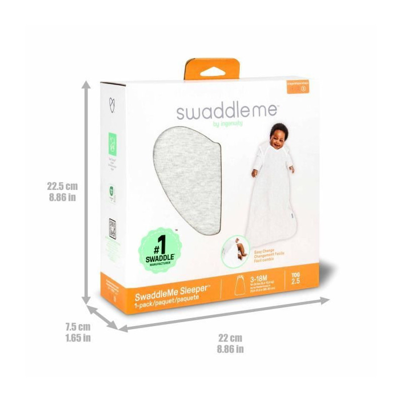 INGENUITY, Swaddling Bag, mouse gray sleeping bag, TOG 2.5, suitable f