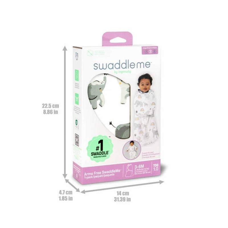 INGENUITY, Swaddling Bag, elephant sleeping bag, for mid-season TOG 1.