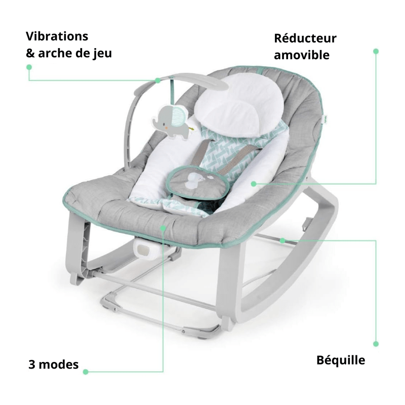 INGENUITY Bouncer 3in1 Keep Cozy - Weaver, Soothing Vibrations, 2 Recl
