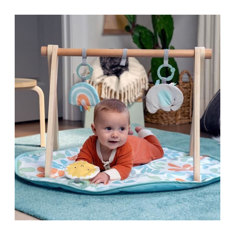 INGENUITY Sun Valley Play Mat, Wooden Play Arch - 3 Removable Toys - F