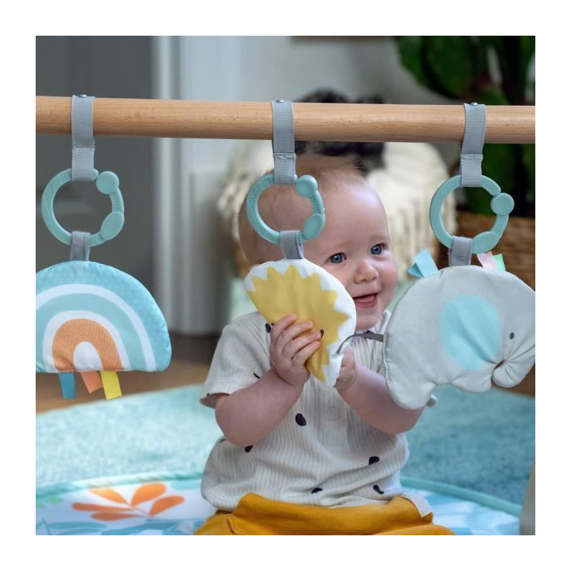 INGENUITY Sun Valley Play Mat, Wooden Play Arch - 3 Removable Toys - F