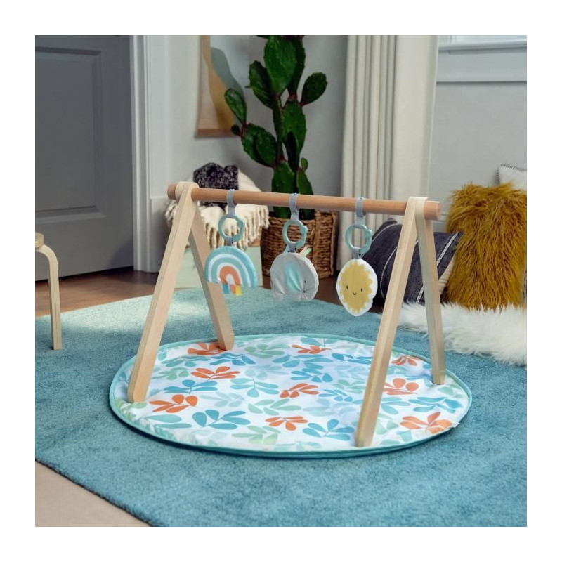 INGENUITY Sun Valley Play Mat, Wooden Play Arch - 3 Removable Toys - F