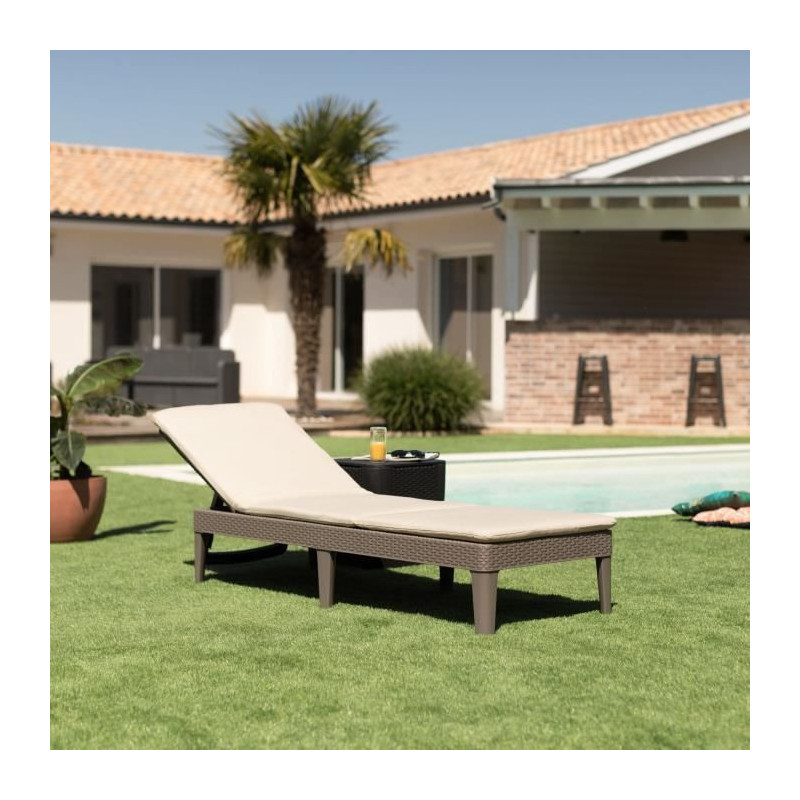 ALLIBERT by KETER - Jaipur 4-position sun lounger with cushion - ratta