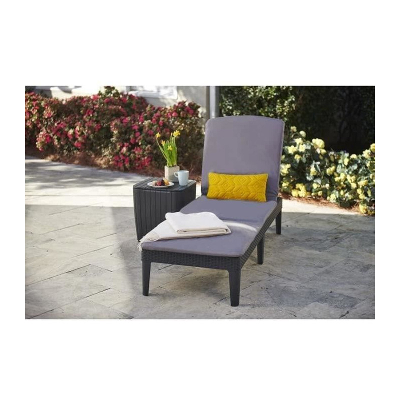 ALLIBERT JAIPUR Sunlounger - woven resin imitation - Gray