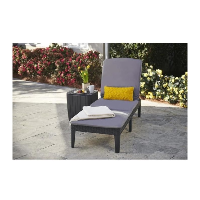 ALLIBERT JAIPUR Sunlounger - woven resin imitation - Gray