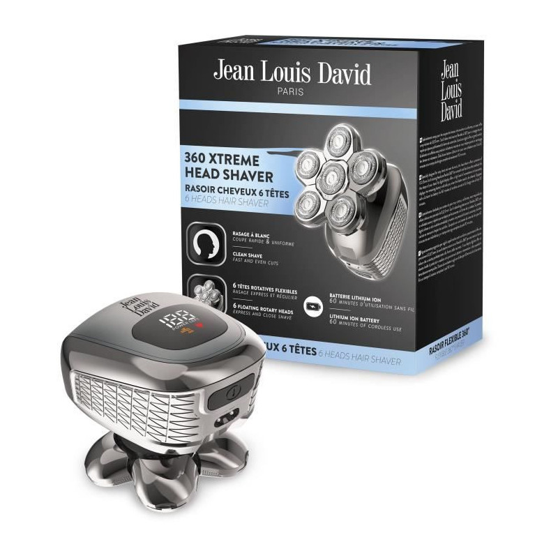 Hair razor - JEAN LOUIS DAVID - JLD 360 XTREME HEAD SHAVER - 6 rotatin