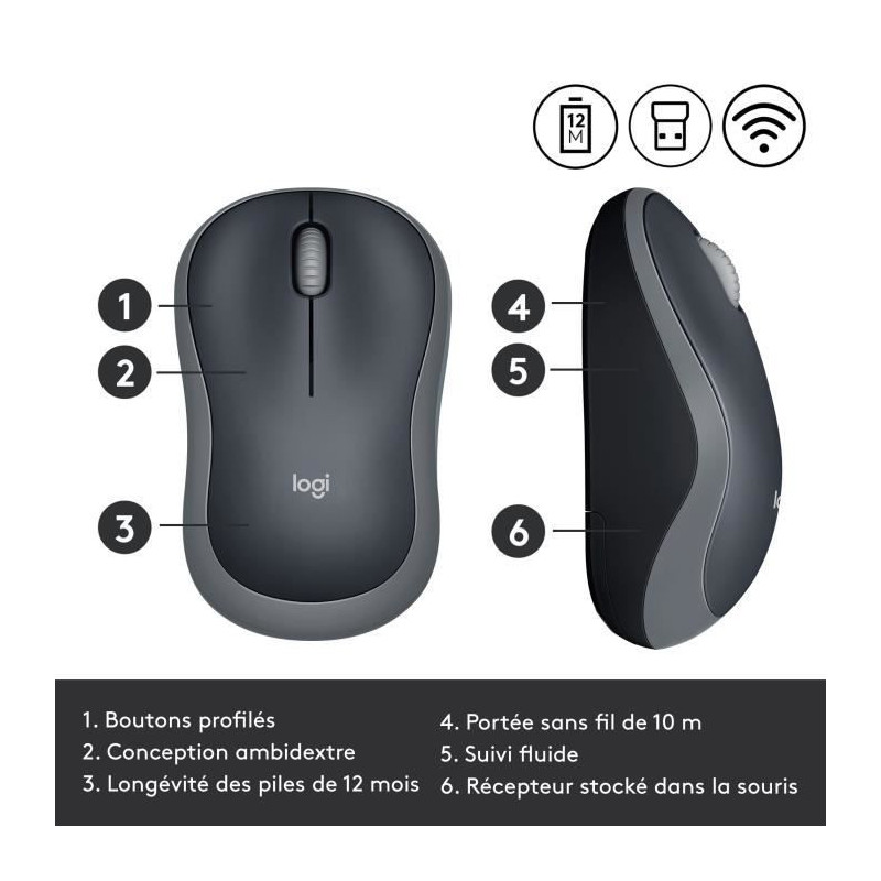 Logitech Wireless Optical Mouse - Gray M185