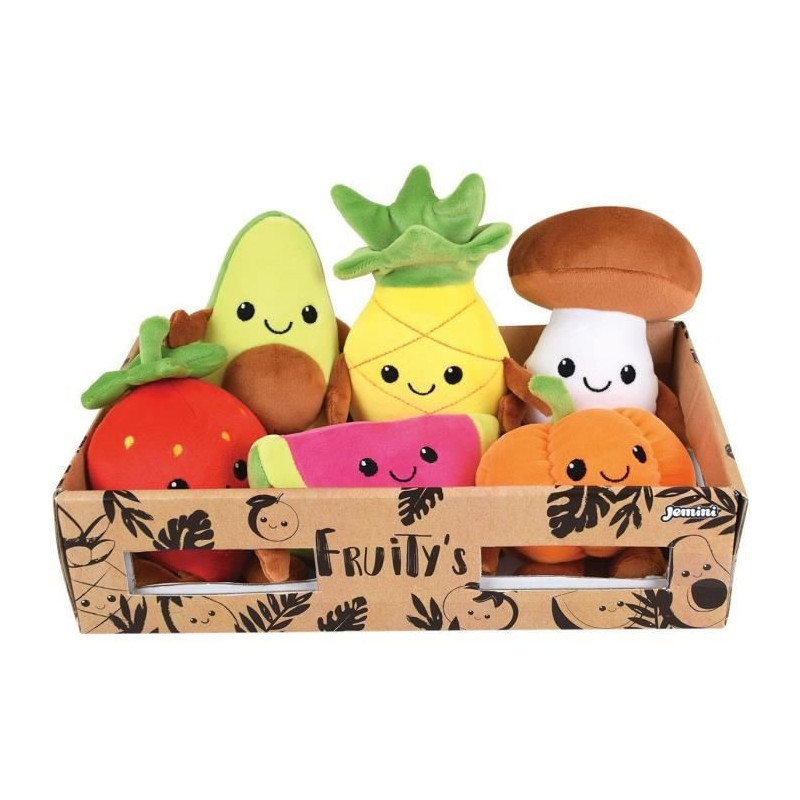 JEMINI Fruity 's box of 6 soft plush fruits and vegetables +/- 17 cm