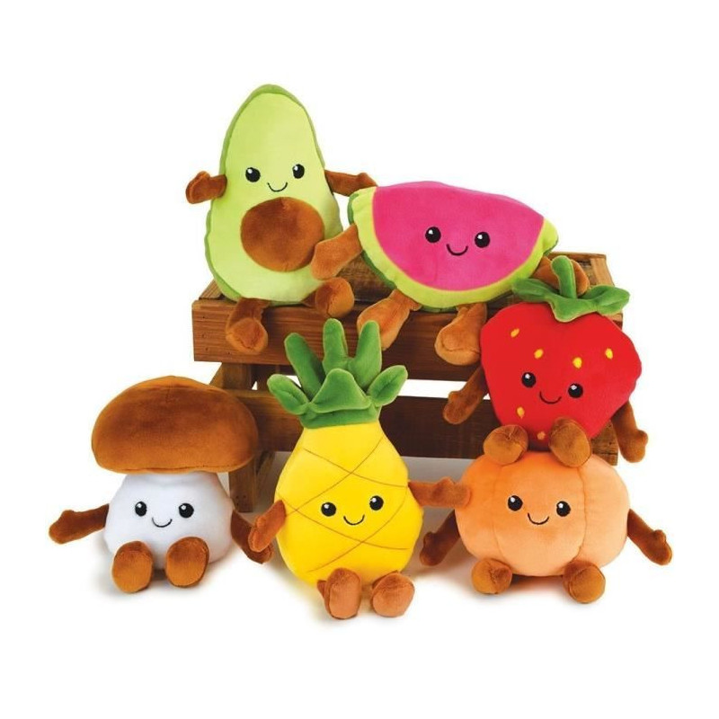 JEMINI Fruity 's box of 6 soft plush fruits and vegetables +/- 17 cm