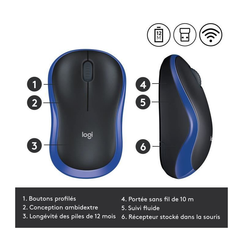 Logitech Wireless Optical Mouse - M185 Blue