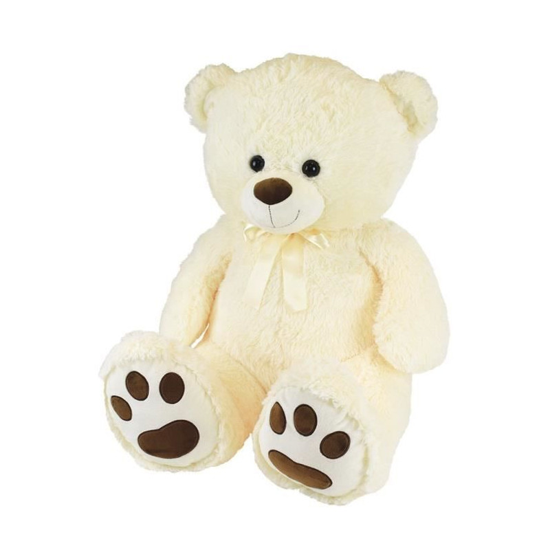 Cream Teddy Bear with Bow +/- 100 cm - PLANET PLUSH - Large 1 meter cr