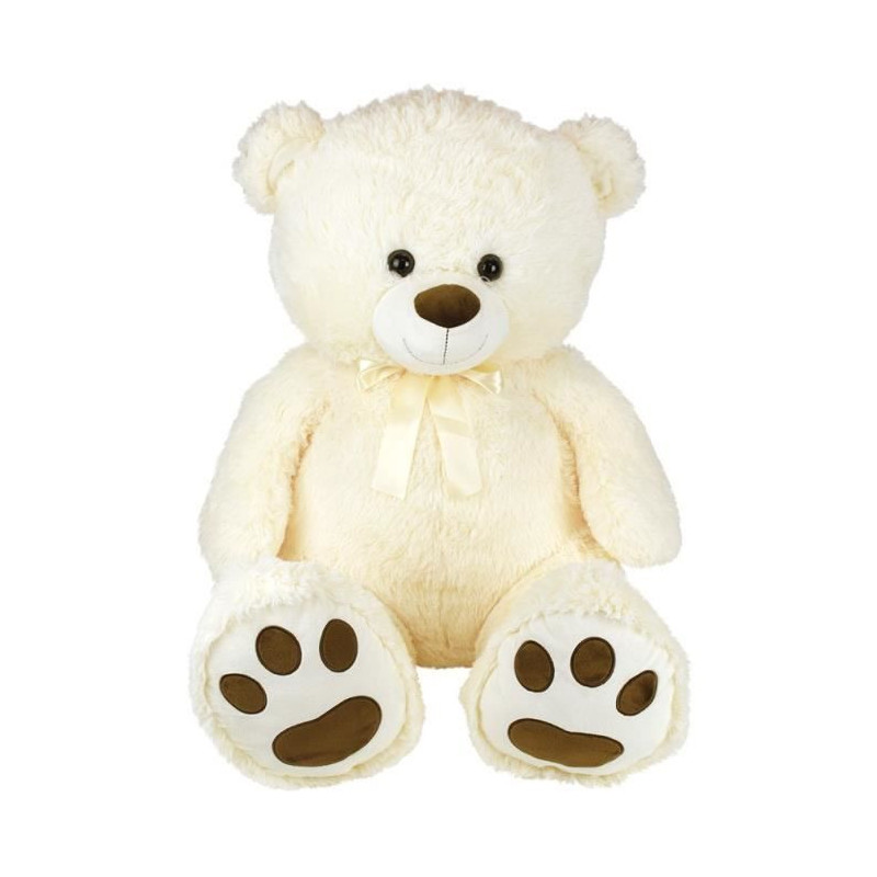 Cream Teddy Bear with Bow +/- 100 cm - PLANET PLUSH - Large 1 meter cr