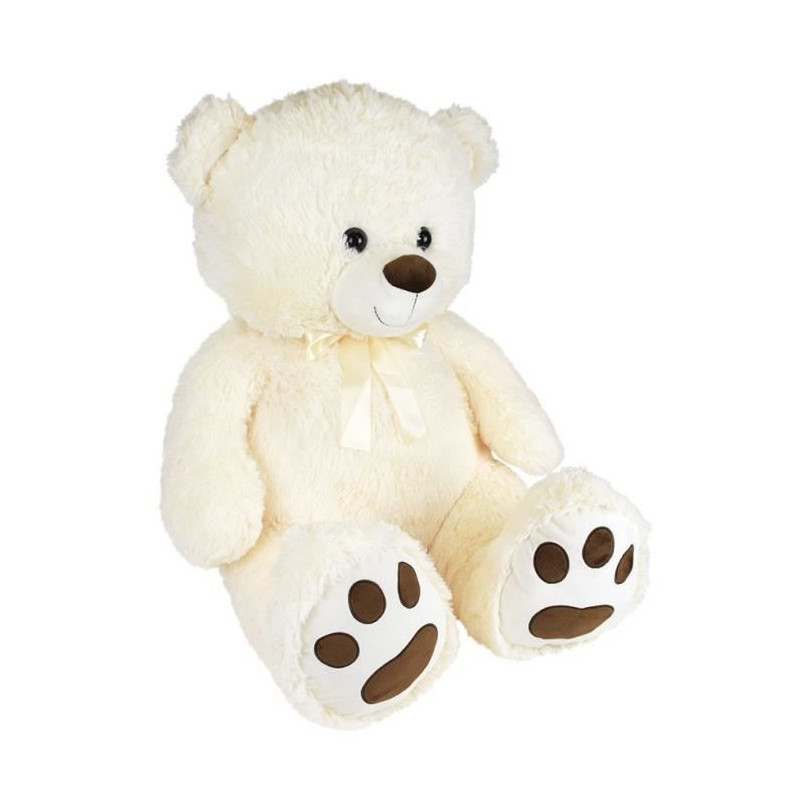 Cream Teddy Bear with Bow +/- 100 cm - PLANET PLUSH - Large 1 meter cr