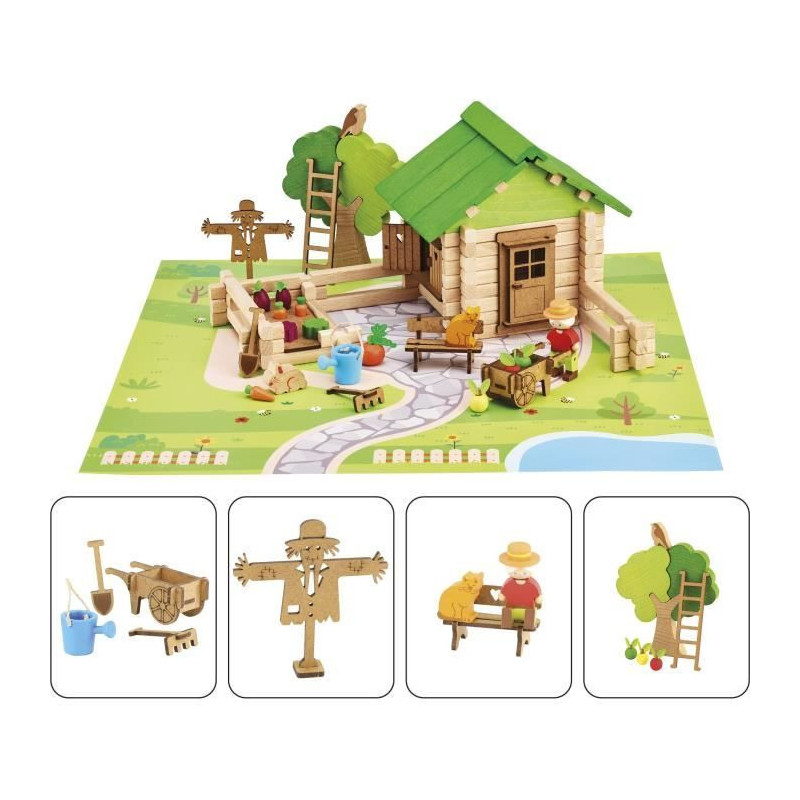 Home and Garden 135 Pieces - JEUJURA - Natural Wooden Construction Gam