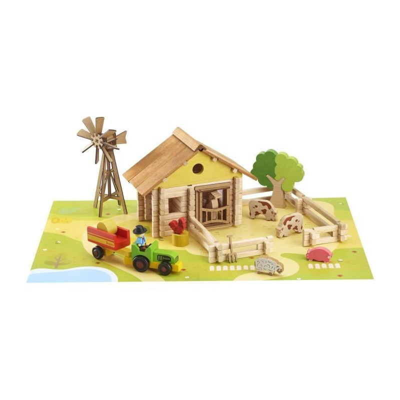 My wooden farm - Construction game - JEUJURA - 145 pieces