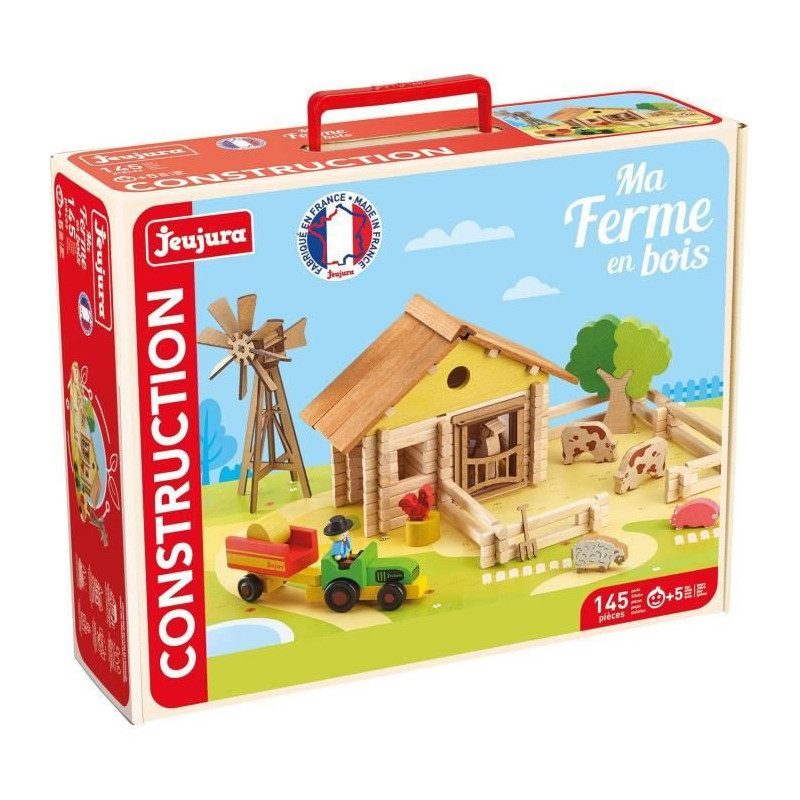 My wooden farm - Construction game - JEUJURA - 145 pieces