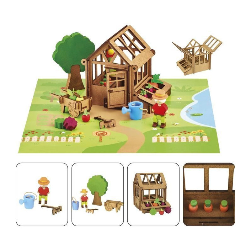 The Gardener's Greenhouse 40 Pieces - JEUJURA - Natural Wood Construct