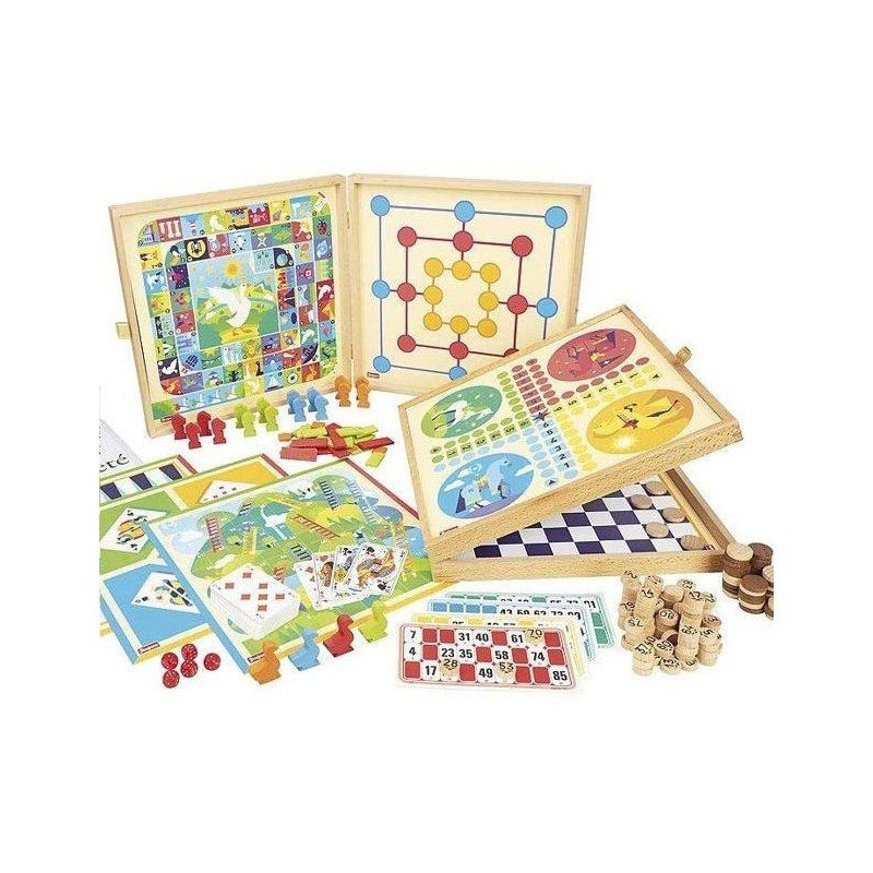 JEUJURA Classic Games Box - 150 rules - Wooden pawns