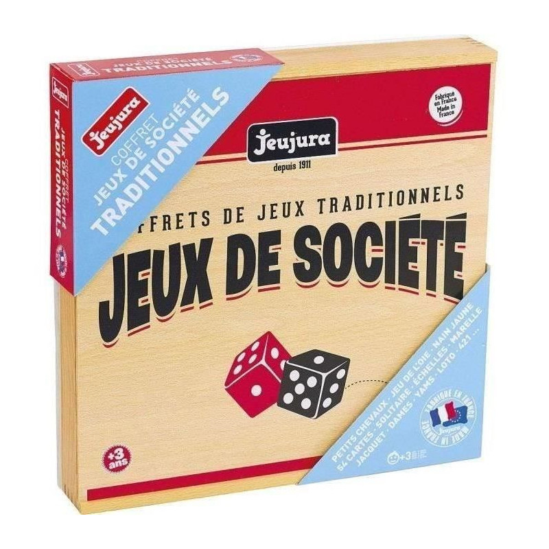 JEUJURA Traditional board games box - Wooden box