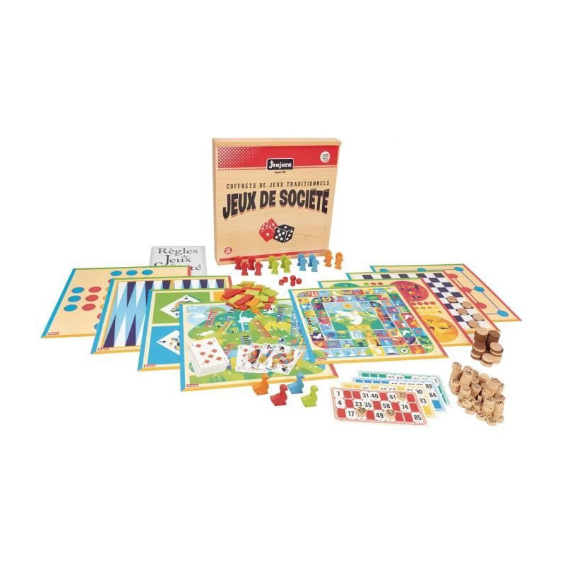 JEUJURA Traditional board games box - Wooden box