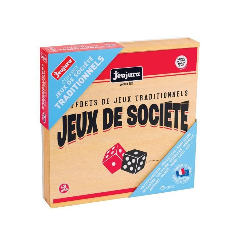 JEUJURA Traditional board games box - Wooden box