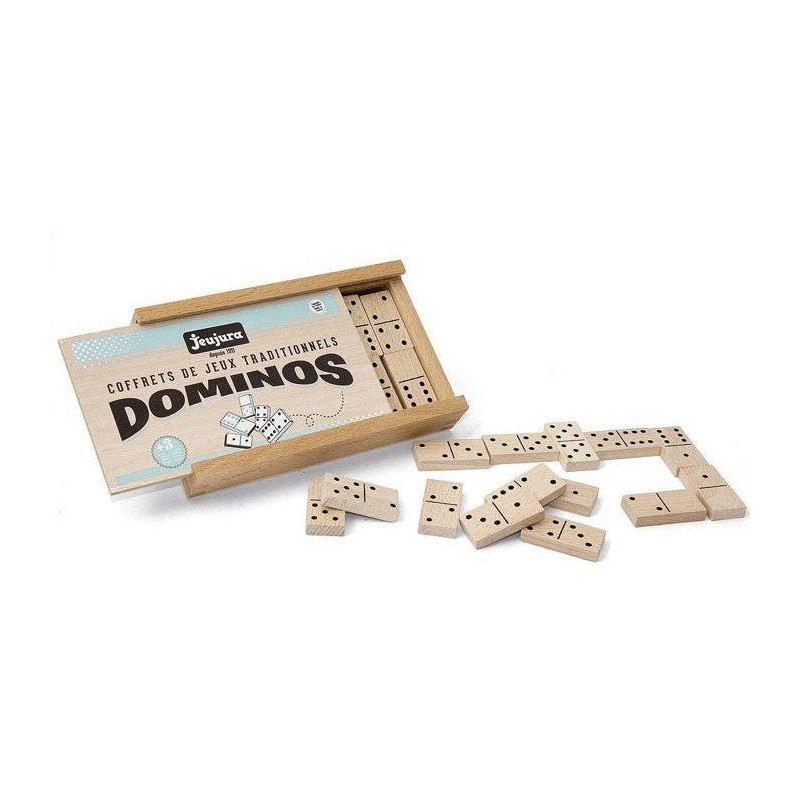 JEUJURA Wooden Domino Game - Wooden Box