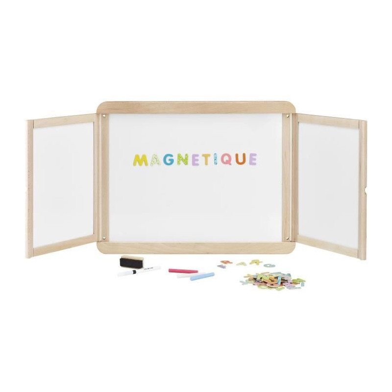 Magnetic triptych wall board - JEUJURA - Magnetic central slate, 2 pan
