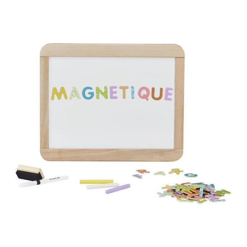 Wooden school slate - JEUJURA - Double-sided magnetic: chalk and erasa