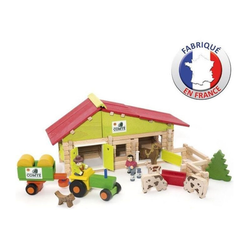 JEUJURA - Wooden Farm with Tractor and Animals - 140 pcs