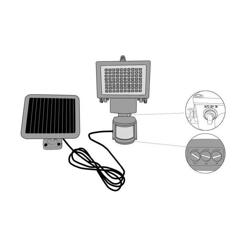 GALIX Very illuminating solar spotlight with presence detector - 80 LE