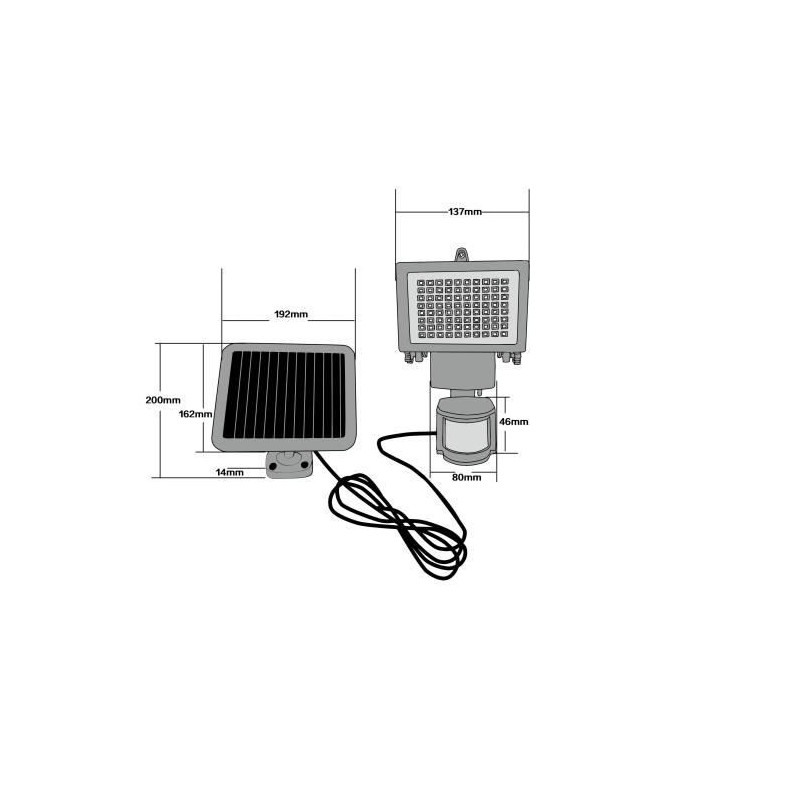 GALIX Very illuminating solar spotlight with presence detector - 80 LE