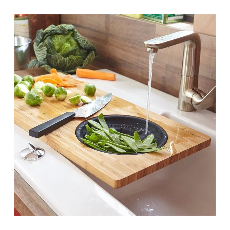 JOCCA - 1633N - Bamboo Cutting Board with Strainer - Black