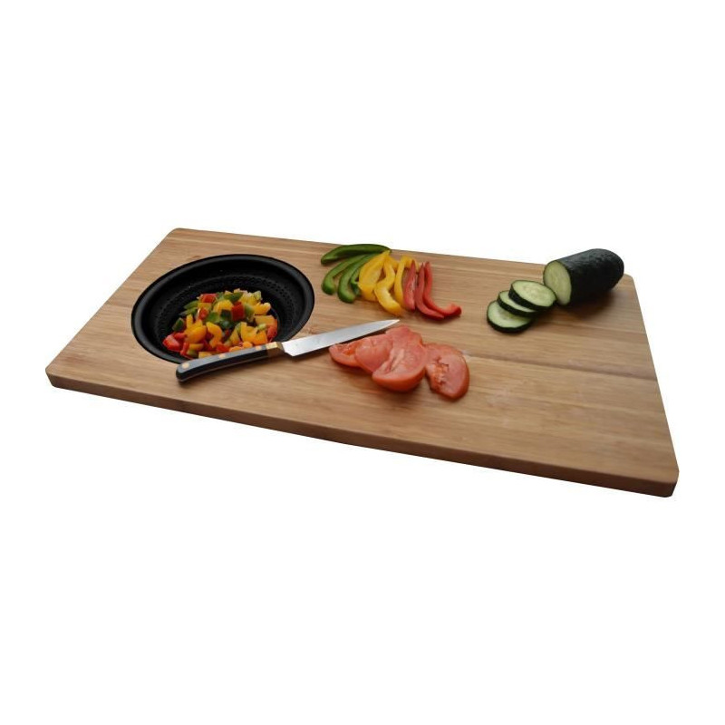JOCCA - 1633N - Bamboo Cutting Board with Strainer - Black