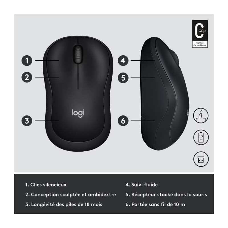 LOGITECH M220 Silent Silent Mouse - Wireless - Gray / Black