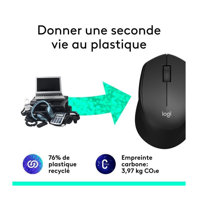 LOGITECH M330 Silent Plus Silent Plus Mouse - Wireless - Black