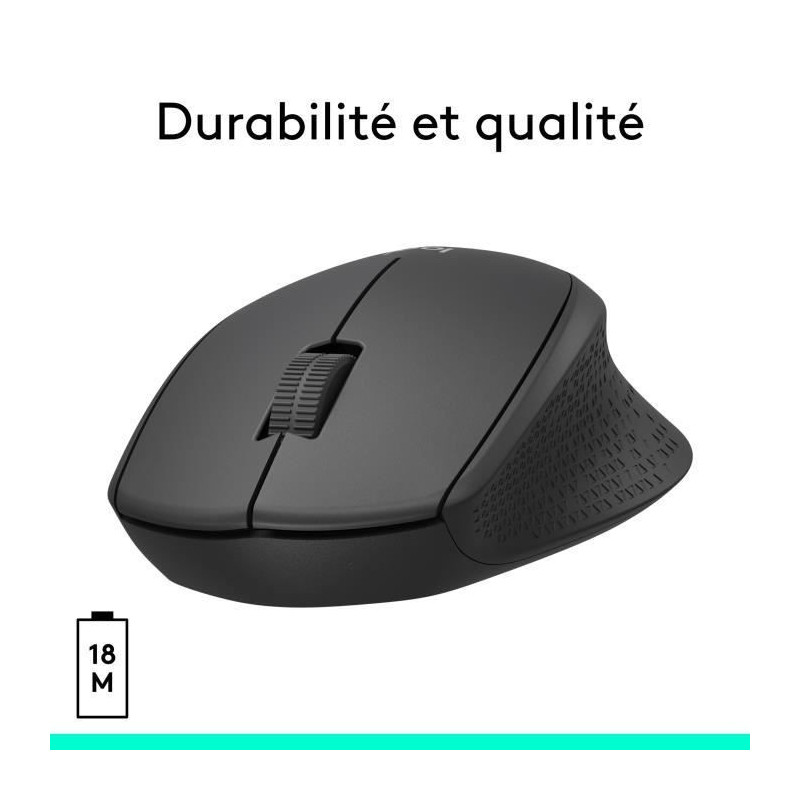 LOGITECH M330 Silent Plus Silent Plus Mouse - Wireless - Black