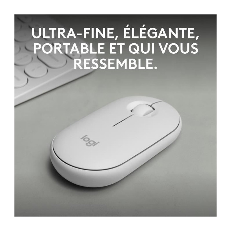 LOGITECH - Wireless mouse - Pebble Mouse 2 M350s - White - (910-007013