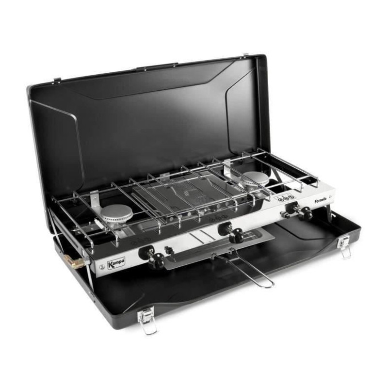 Gas stove - KAMPA - Fornello - 2 burners and 1 grill - Black