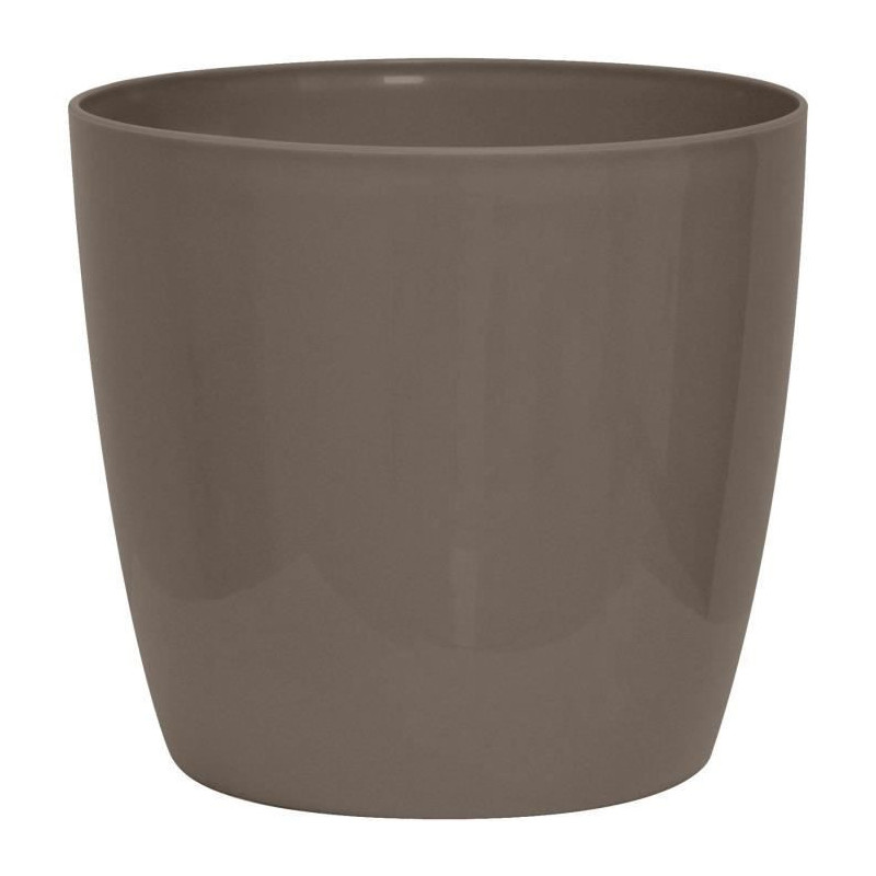 Shiny flowerpot - GARDEN ID - Shiny Taupe with wheels - 30 x 27 cm - C