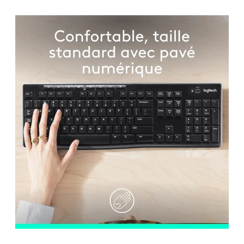 LOGITECH K270 Wireless Keyboard - Azerty - PC / Mac - Black
