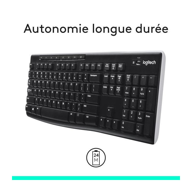 LOGITECH K270 Wireless Keyboard - Azerty - PC / Mac - Black