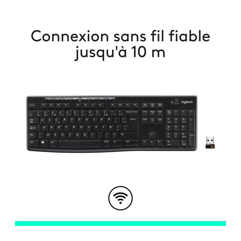 LOGITECH K270 Wireless Keyboard - Azerty - PC / Mac - Black