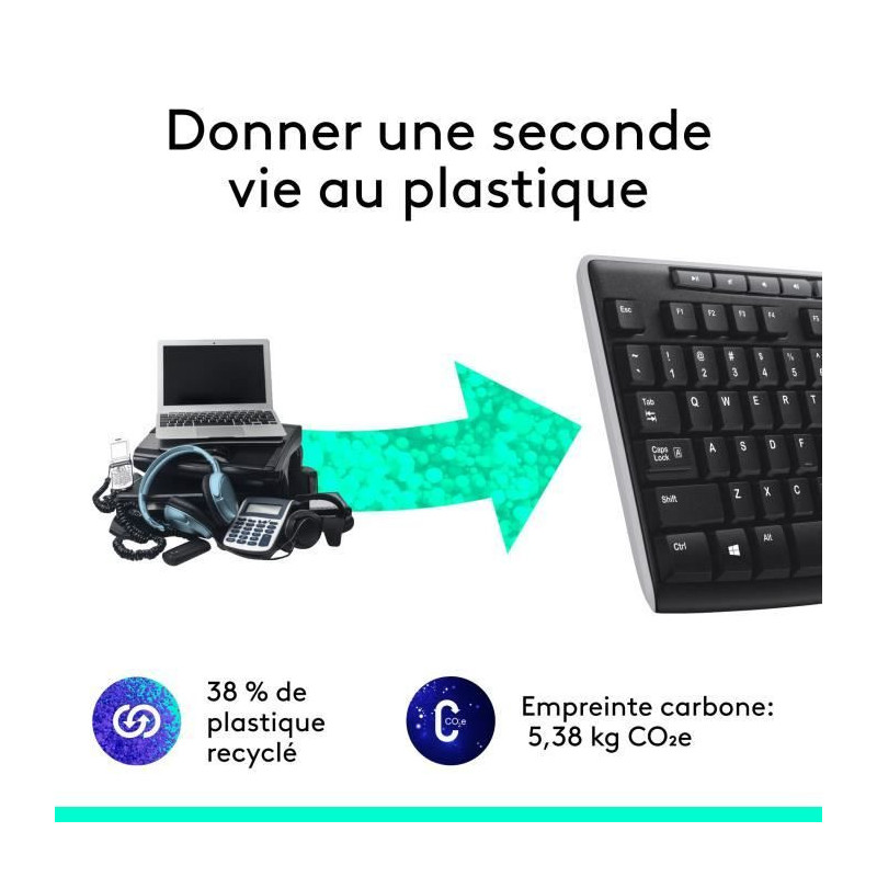 LOGITECH K270 Wireless Keyboard - Azerty - PC / Mac - Black
